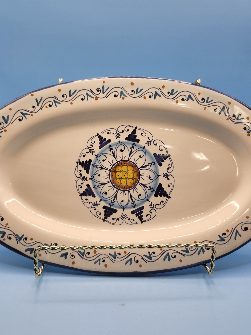 Studio Chironi Italy Hand Painted Oval Platter Dipinto A Mano Tuscan Ceram. 11in